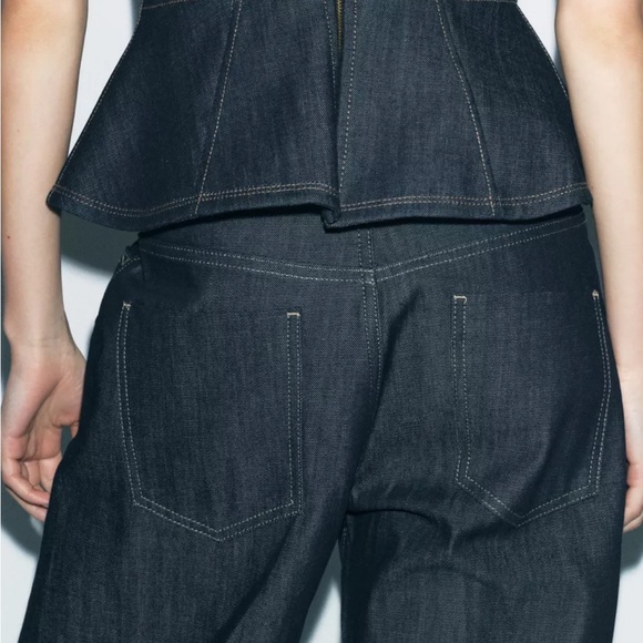 ZARA ZW COLLECTION DENIM PEPLUM BUSTIER - Picture 9 of 9